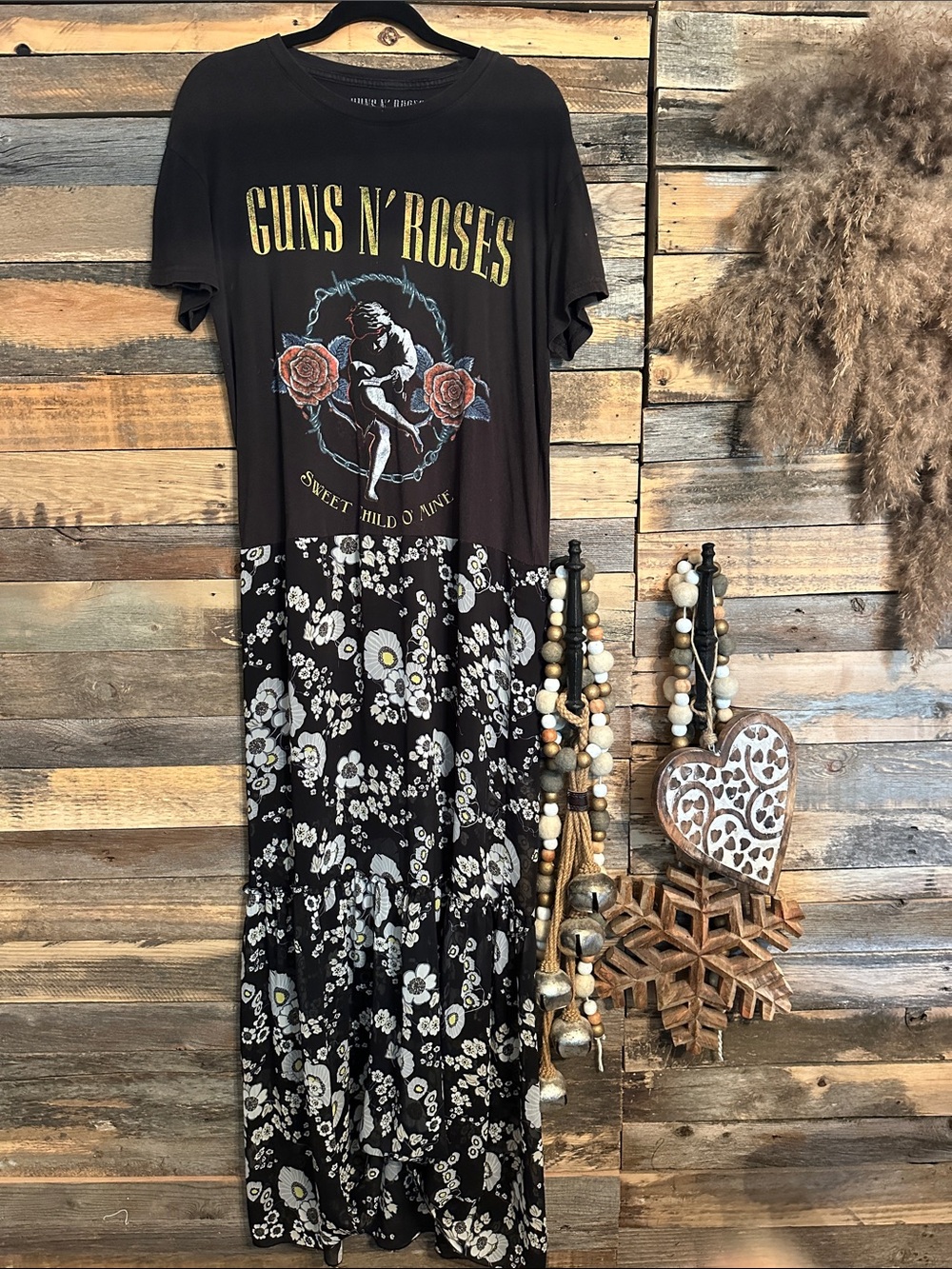 Guns N' Roses Black Floral Maxi Dress